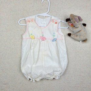 Vintage White Flower Bubble Onesie 9 months